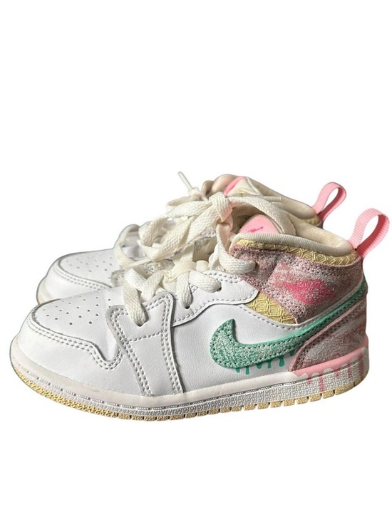 Nike Other - Nike Kids White Sneakers with Mint Swoosh & Pink Accents